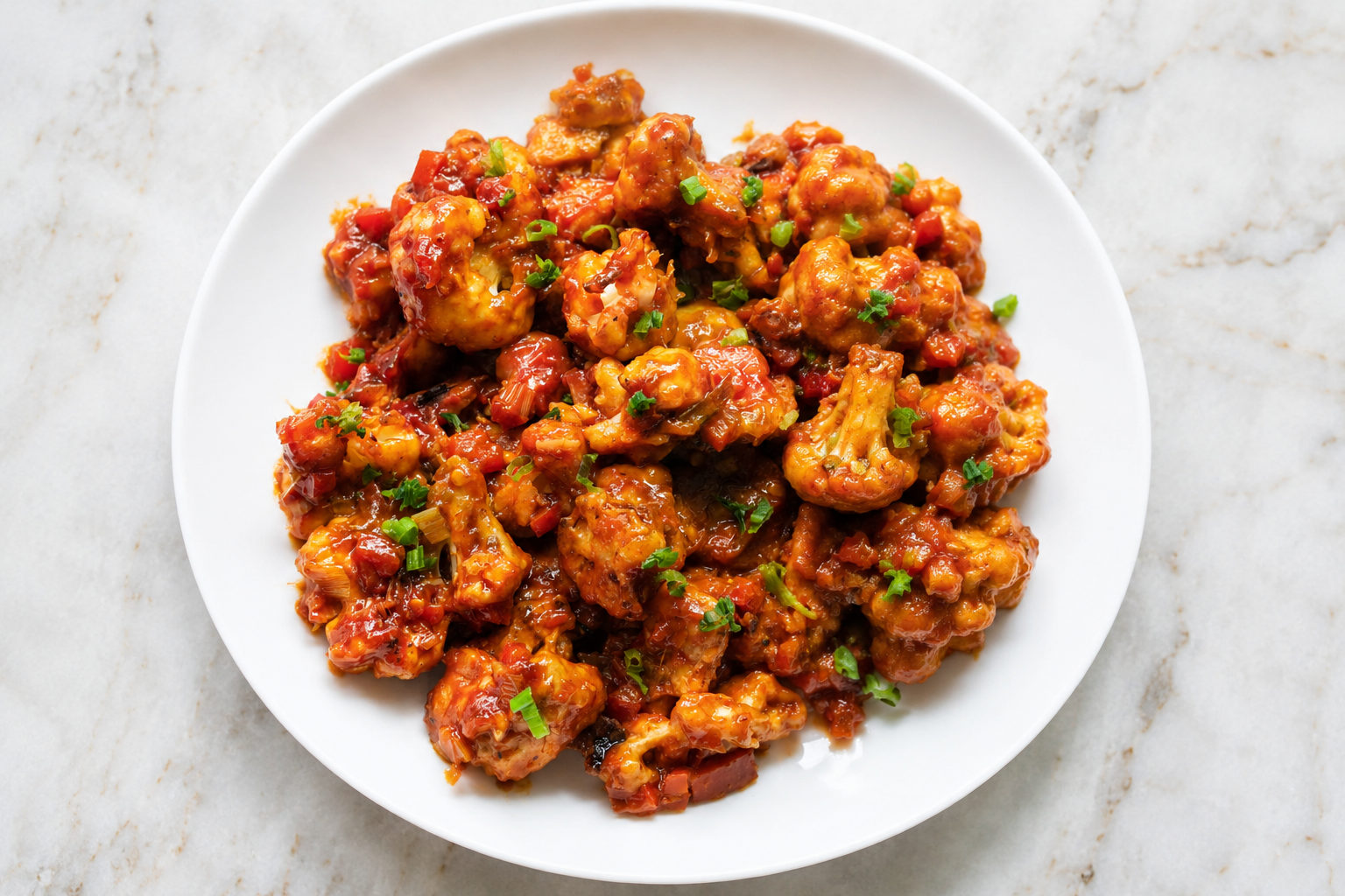 Gobi Manchurian — crispy cauliflower in a tangy Indo-Chinese sauce at Angeethi Flame Indian restaurant Saskatoon